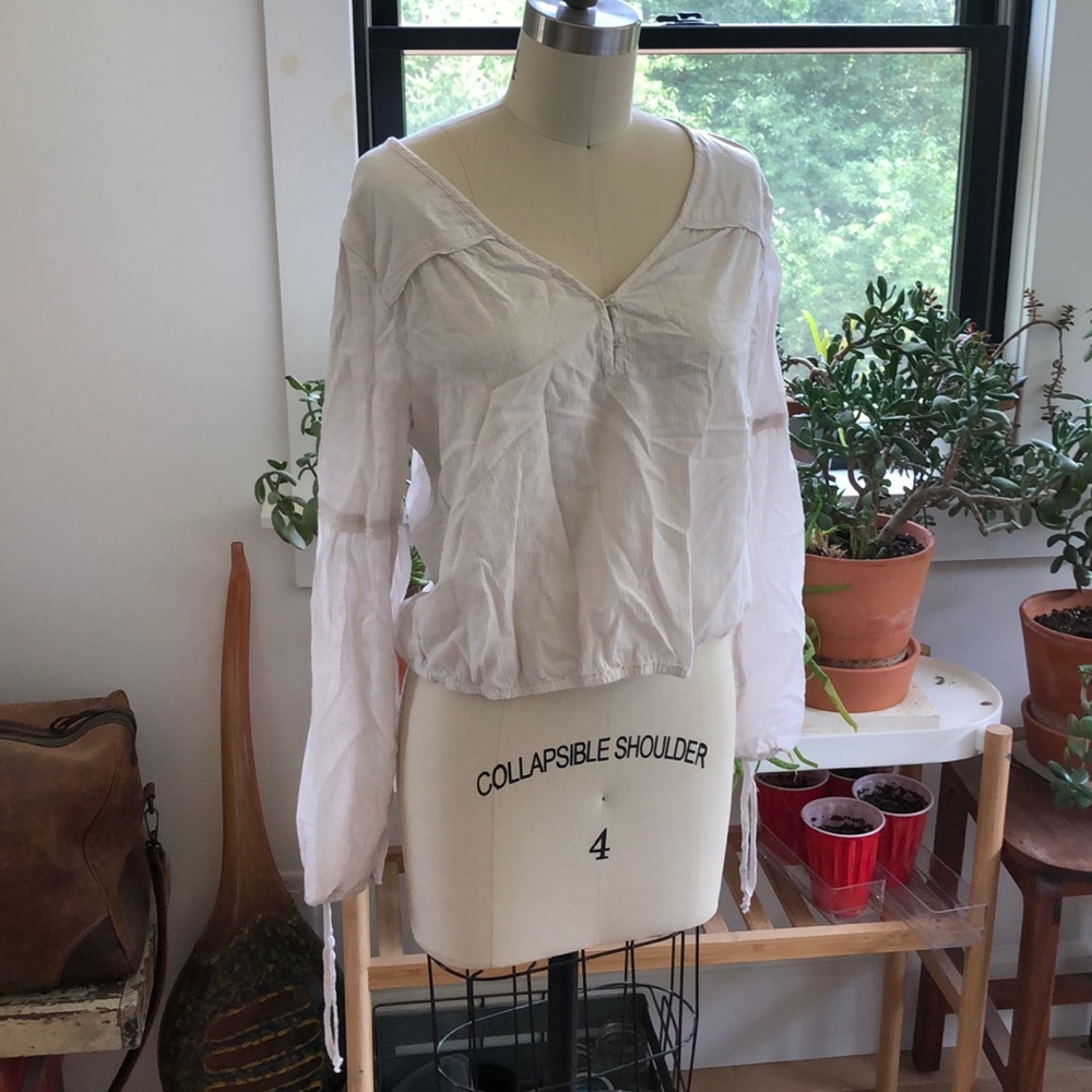 Peasant Blouse with Pink Stripes
